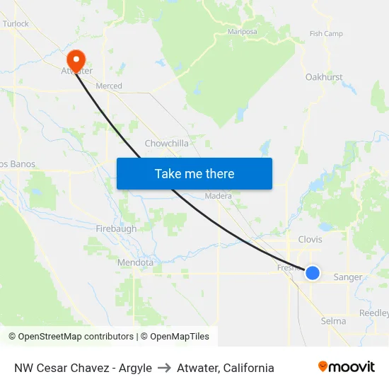 NW Cesar Chavez - Argyle to Atwater, California map