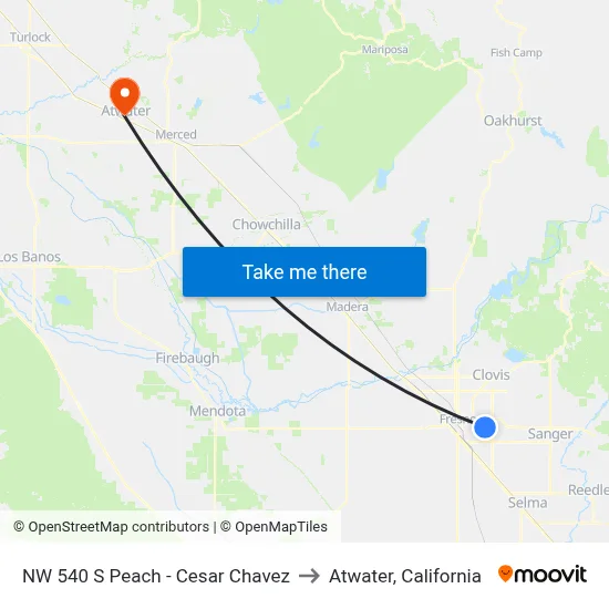 NW 540 S Peach - Cesar Chavez to Atwater, California map