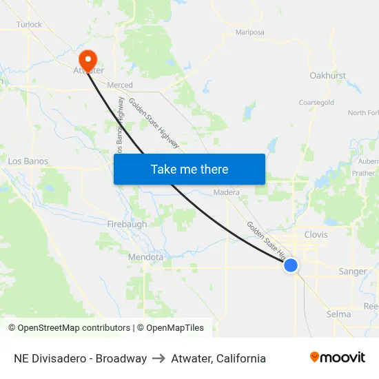 NE Divisadero - Broadway to Atwater, California map