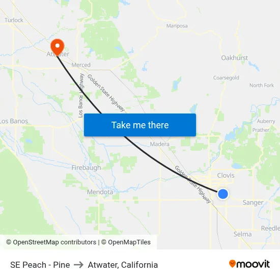 SE Peach - Pine to Atwater, California map