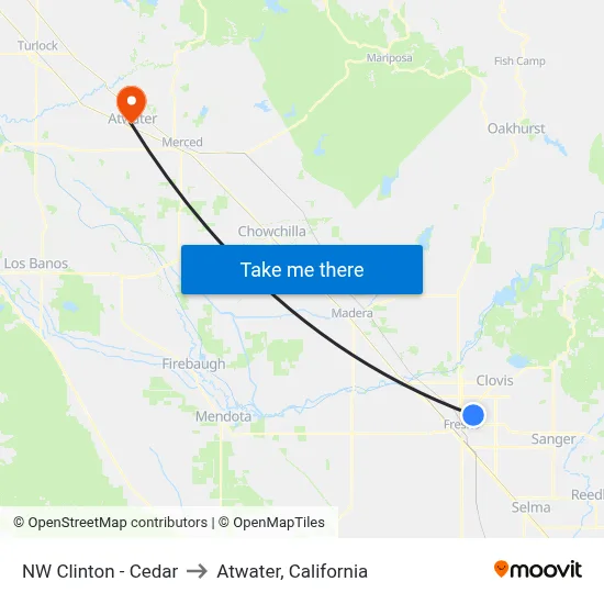 NW Clinton - Cedar to Atwater, California map