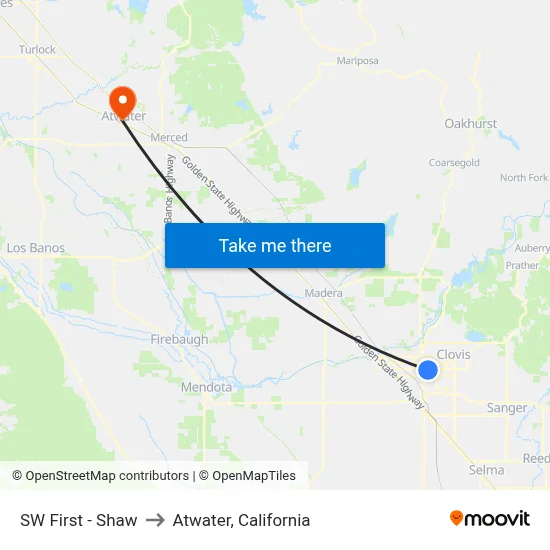 SW First - Shaw to Atwater, California map