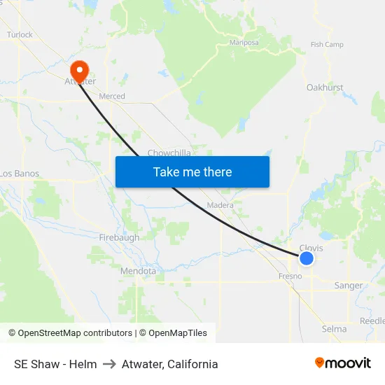 SE Shaw - Helm to Atwater, California map