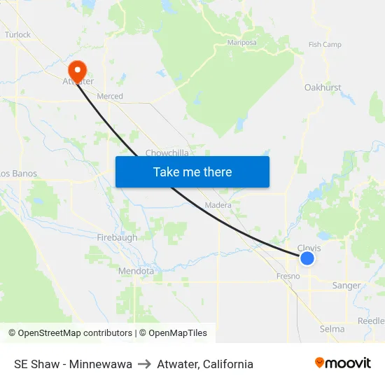 SE Shaw - Minnewawa to Atwater, California map