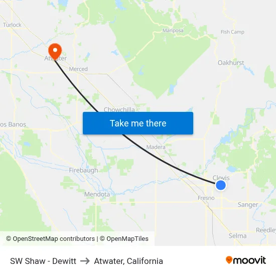 SW Shaw - Dewitt to Atwater, California map