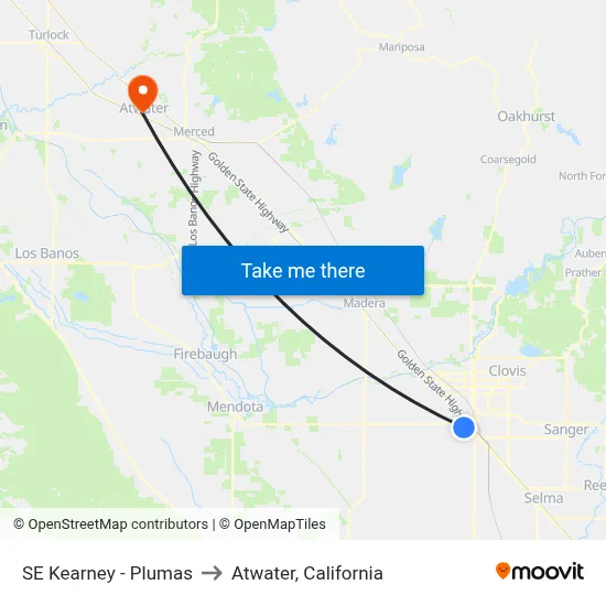SE Kearney - Plumas to Atwater, California map