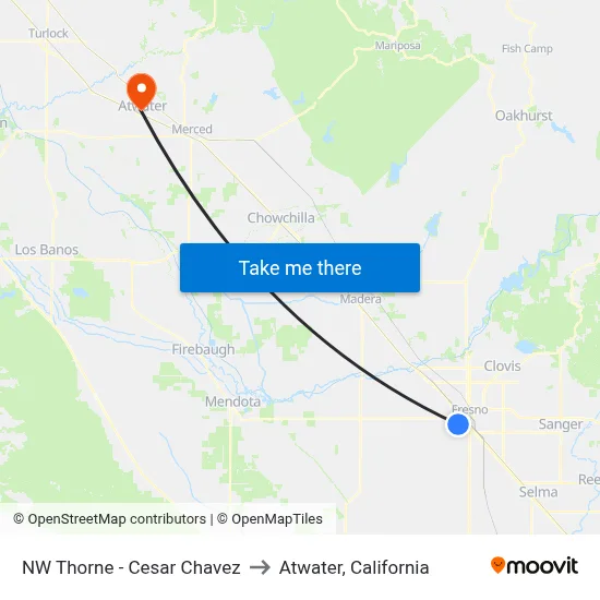 NW Thorne - Cesar Chavez to Atwater, California map