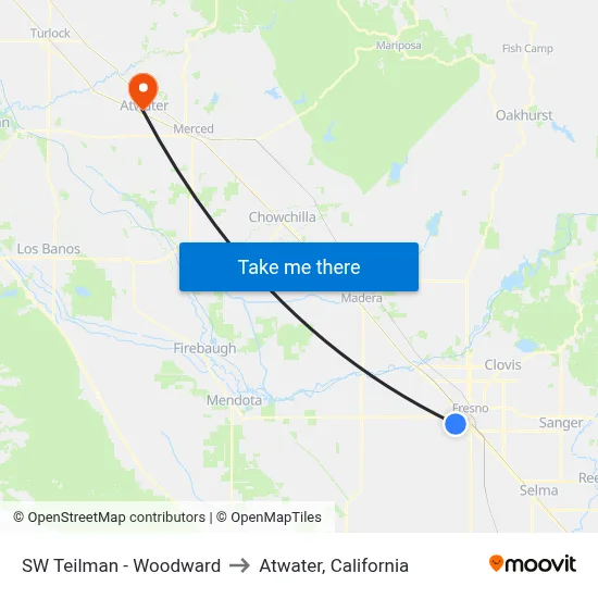 SW Teilman - Woodward to Atwater, California map
