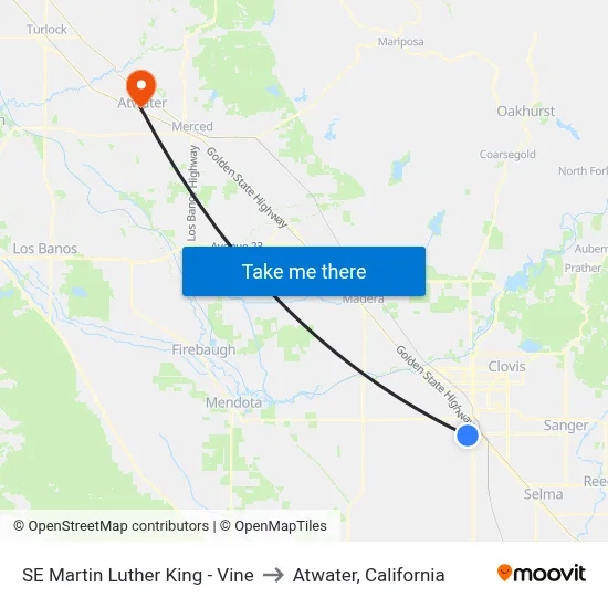 SE Martin Luther King - Vine to Atwater, California map