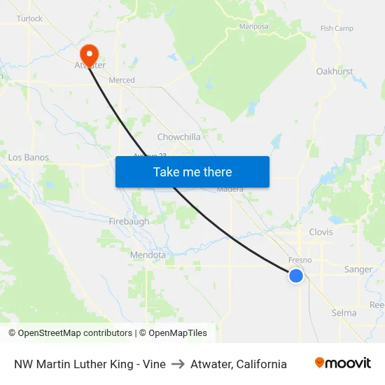 NW Martin Luther King - Vine to Atwater, California map