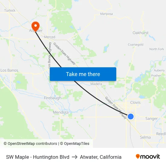 SW Maple - Huntington Blvd to Atwater, California map