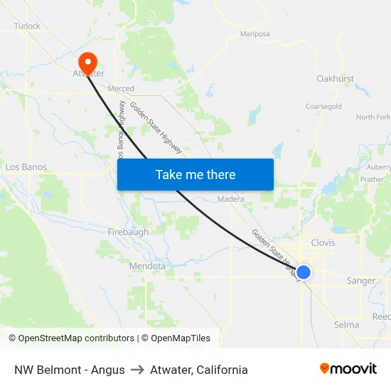NW Belmont - Angus to Atwater, California map