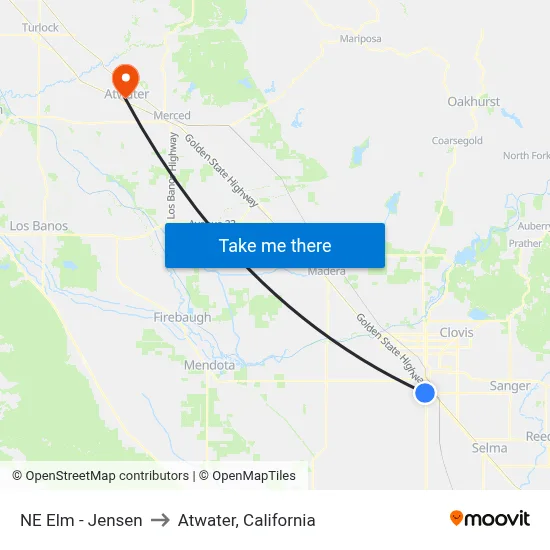 NE Elm - Jensen to Atwater, California map