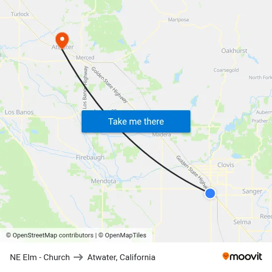 NE Elm - Church to Atwater, California map
