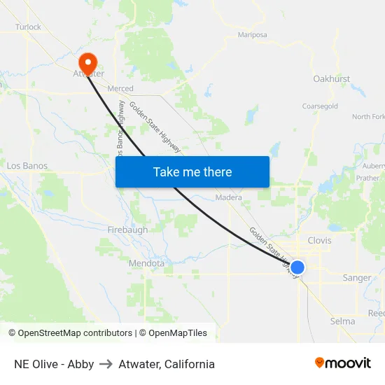 NE Olive - Abby to Atwater, California map