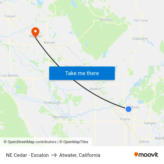 NE Cedar - Escalon to Atwater, California map