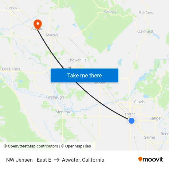 NW Jensen - East E to Atwater, California map