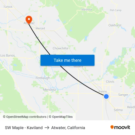 SW Maple - Kaviland to Atwater, California map