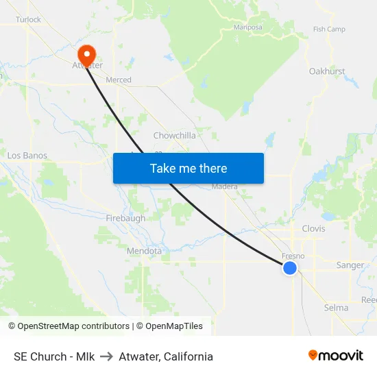 SE Church - Mlk to Atwater, California map