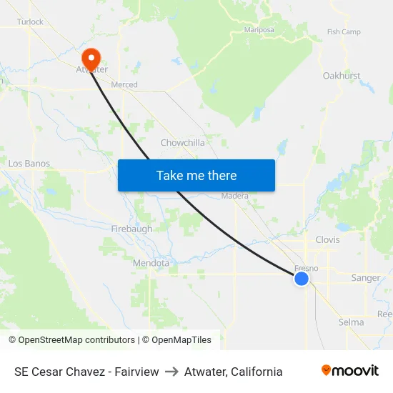 SE Cesar Chavez - Fairview to Atwater, California map