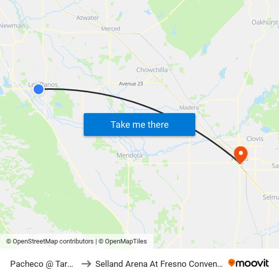 Pacheco @ Target (Eastbound) to Selland Arena At Fresno Convention & Entertainment Center map