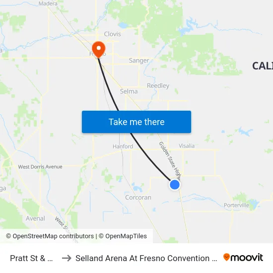 Pratt St & Addie Ave to Selland Arena At Fresno Convention & Entertainment Center map