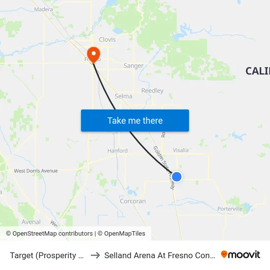 Target (Prosperity Ave And Mooney Blvd) to Selland Arena At Fresno Convention & Entertainment Center map