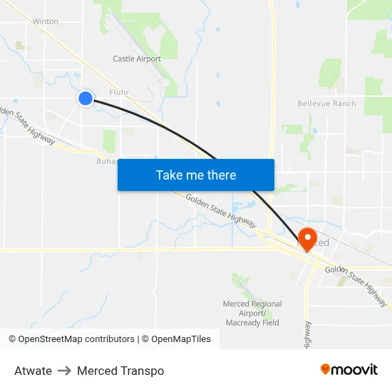 Atwate to Merced Transpo map