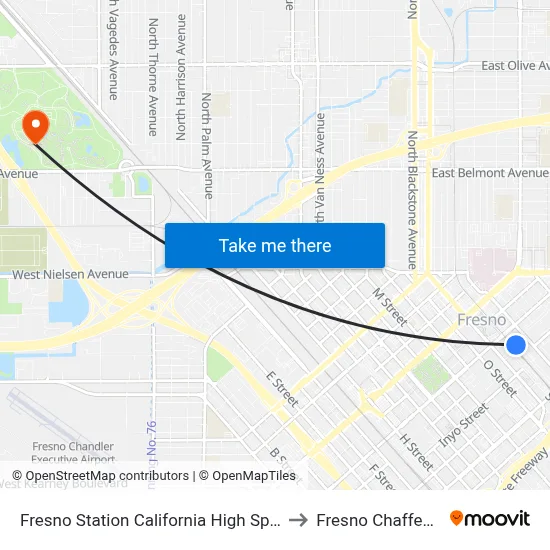 Fresno Station California High Speed Rail to Fresno Chaffee Zoo map