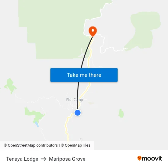 Tenaya Lodge to Mariposa Grove map