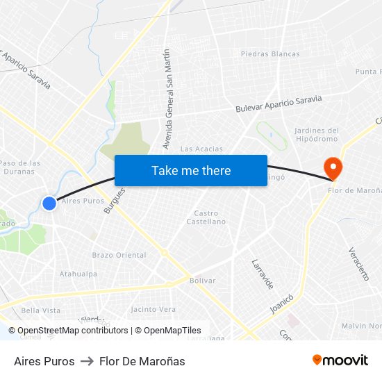 Aires Puros to Flor De Maroñas map
