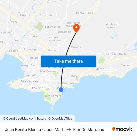Juan Benito Blanco - Jose Marti to Flor De Maroñas map