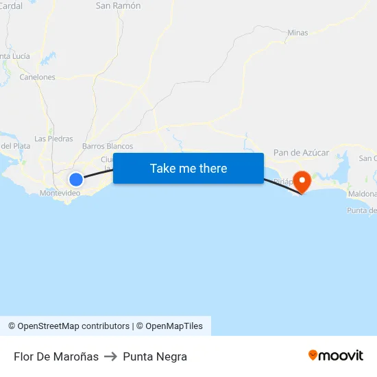 Flor De Maroñas to Punta Negra map