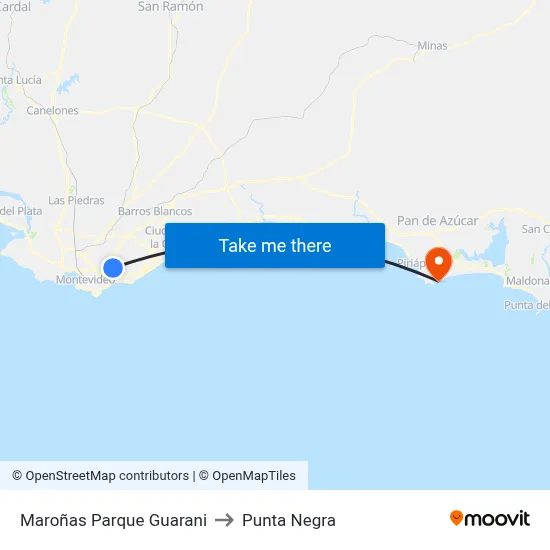 Maroñas Parque Guarani to Punta Negra map