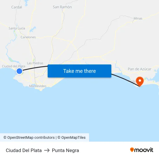 Ciudad Del Plata to Punta Negra map