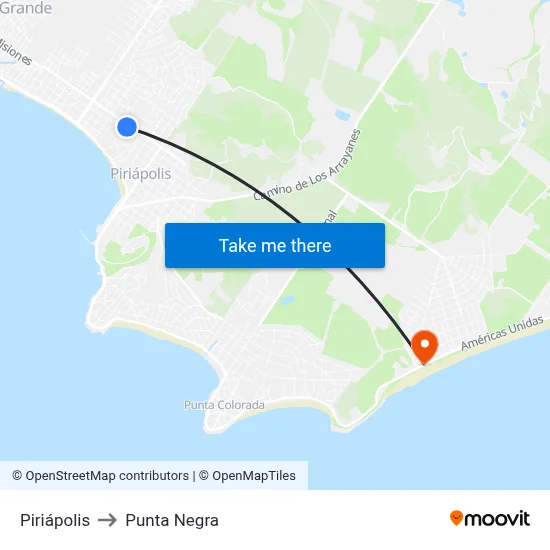 Piriápolis to Punta Negra map