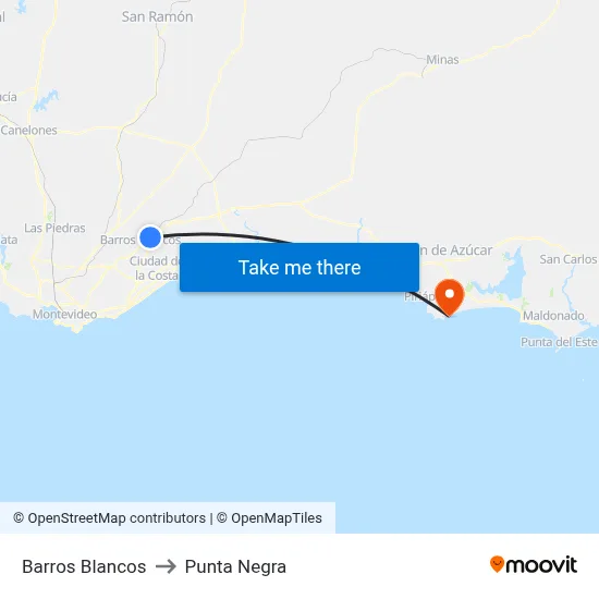 Barros Blancos to Punta Negra map