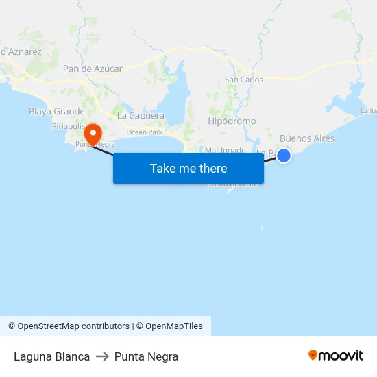Laguna Blanca to Punta Negra map