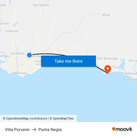 Villa Porvenir to Punta Negra map