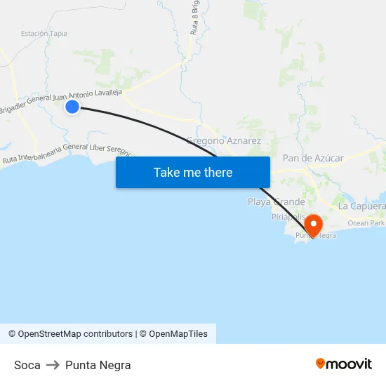Soca to Punta Negra map