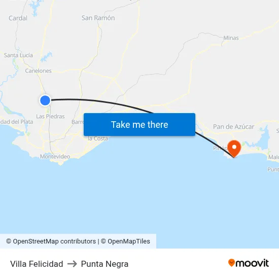 Villa Felicidad to Punta Negra map