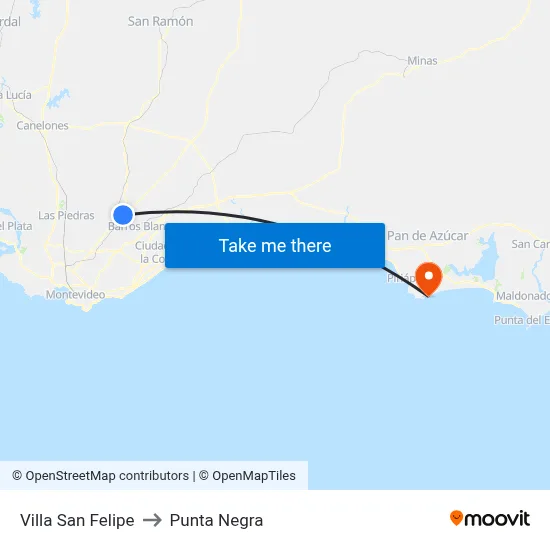 Villa San Felipe to Punta Negra map
