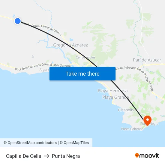 Capilla De Cella to Punta Negra map