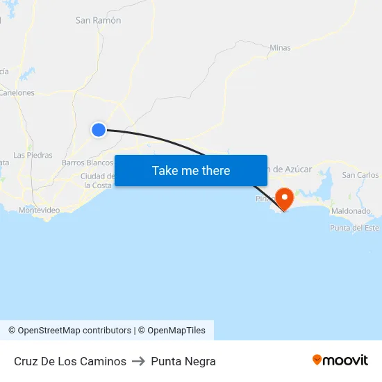 Cruz De Los Caminos to Punta Negra map