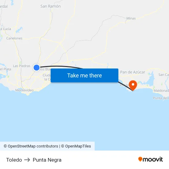 Toledo to Punta Negra map
