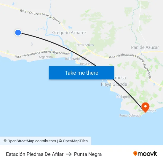 Estación Piedras De Afilar to Punta Negra map