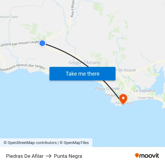 Piedras De Afilar to Punta Negra map