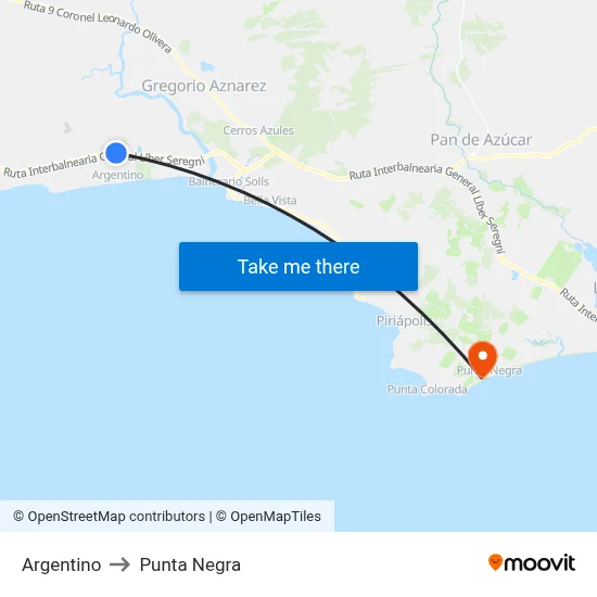 Argentino to Punta Negra map