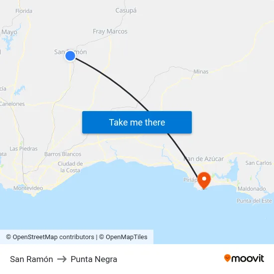 San Ramón to Punta Negra map