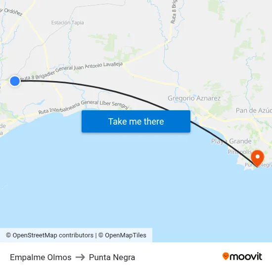 Empalme Olmos to Punta Negra map